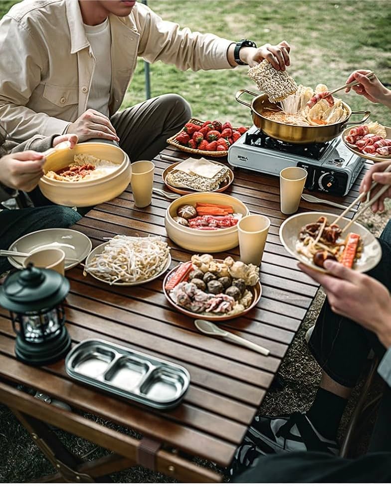 アウトドア食器セット 4人用 バスケット型 Amazon | [TAOHUA]アウトドア食器セット カトラリーセット 17点